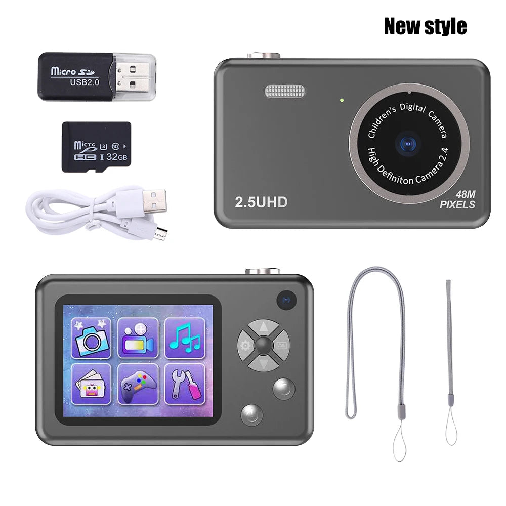 8K Digital Cameras for Kids Pupil Digital Camera Mini OTG 2.4in HD Display 48MP Multifunction Dual Camera Night Shot Photography - Best Electrical Accessories