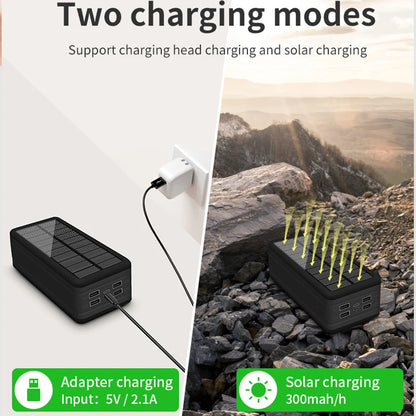 100000mAh Solar Power Bank 4USB Light Fast Charging Mobile iPhone Wireless Charging Large Capacity Battery External Battery Hot - Best Electrical Accessories