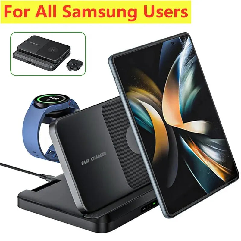 Foldable Wireless Charger Stand for Samsung Galaxy Z Fold 5 4 3 S23 Ultra Fast Charging Dock Station for Galaxy Watch 6 5 Buds2 - Best Electrical Accessories