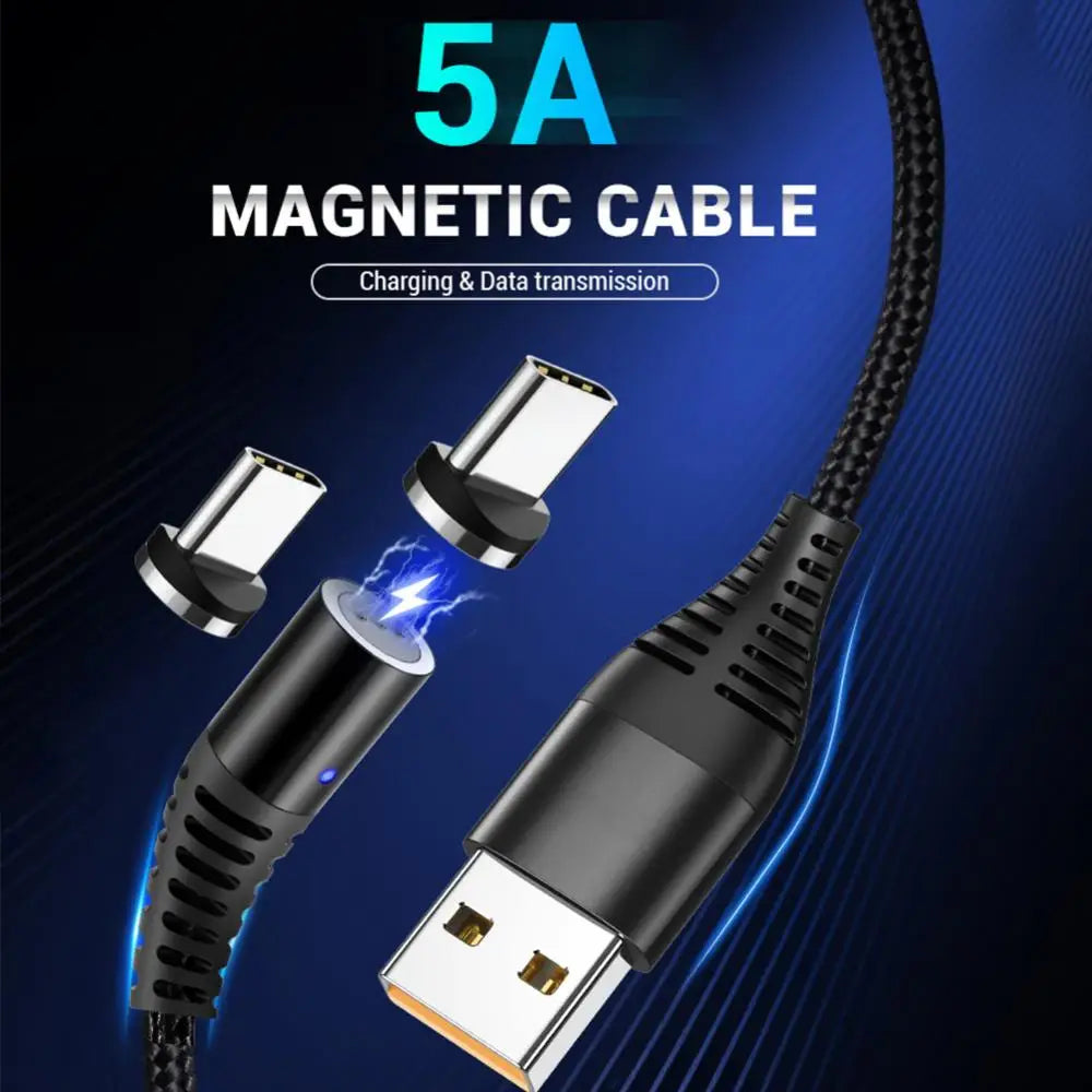 for iPhone Fast Charging 5A Magnetic QC3.0 Cable Micro USB Type-C Plug Android