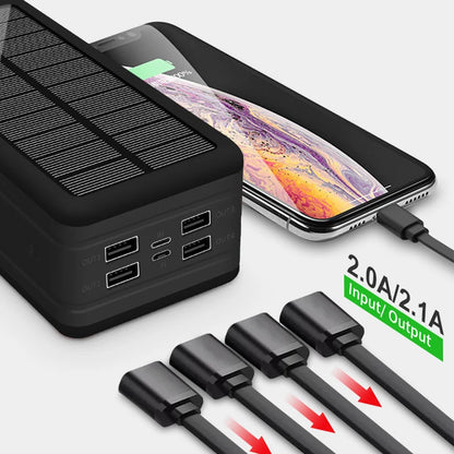 100000mAh Solar Power Bank 4USB Light Fast Charging Mobile iPhone Wireless Charging Large Capacity Battery External Battery Hot - Best Electrical Accessories