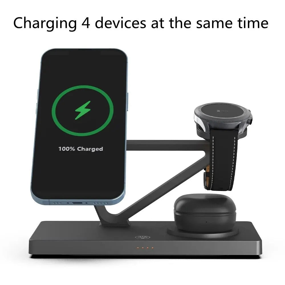 5 In 1 Magnetic Wireless Charger Stand for iPhone 14 13 12 X Samsung Apple Galaxy Watch 15W - Best Electrical Accessories