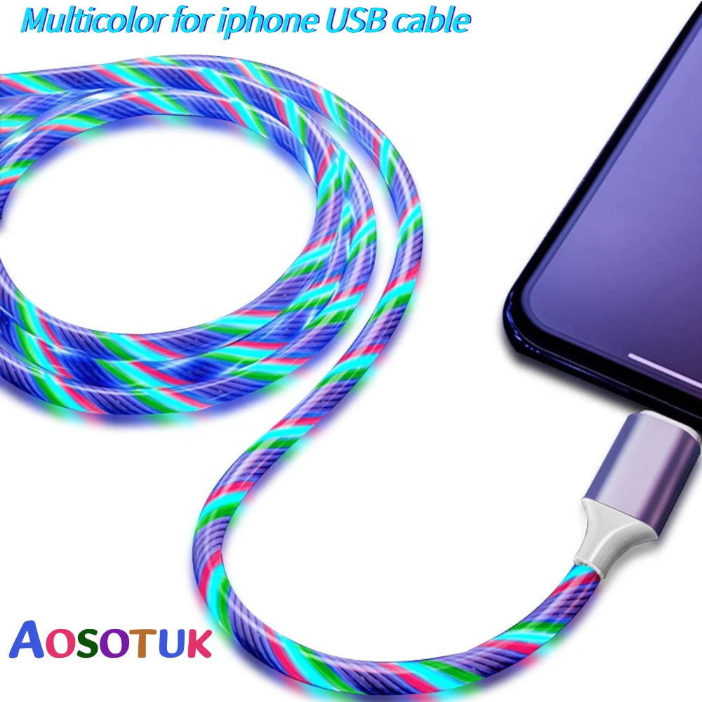 Glowing Usb Cable For iphone cable 14 13 12 11 pro max Xs Xr X SE 8 7 6s plus ipad air fast charging cable For iphone charger - Best Electrical Accessories