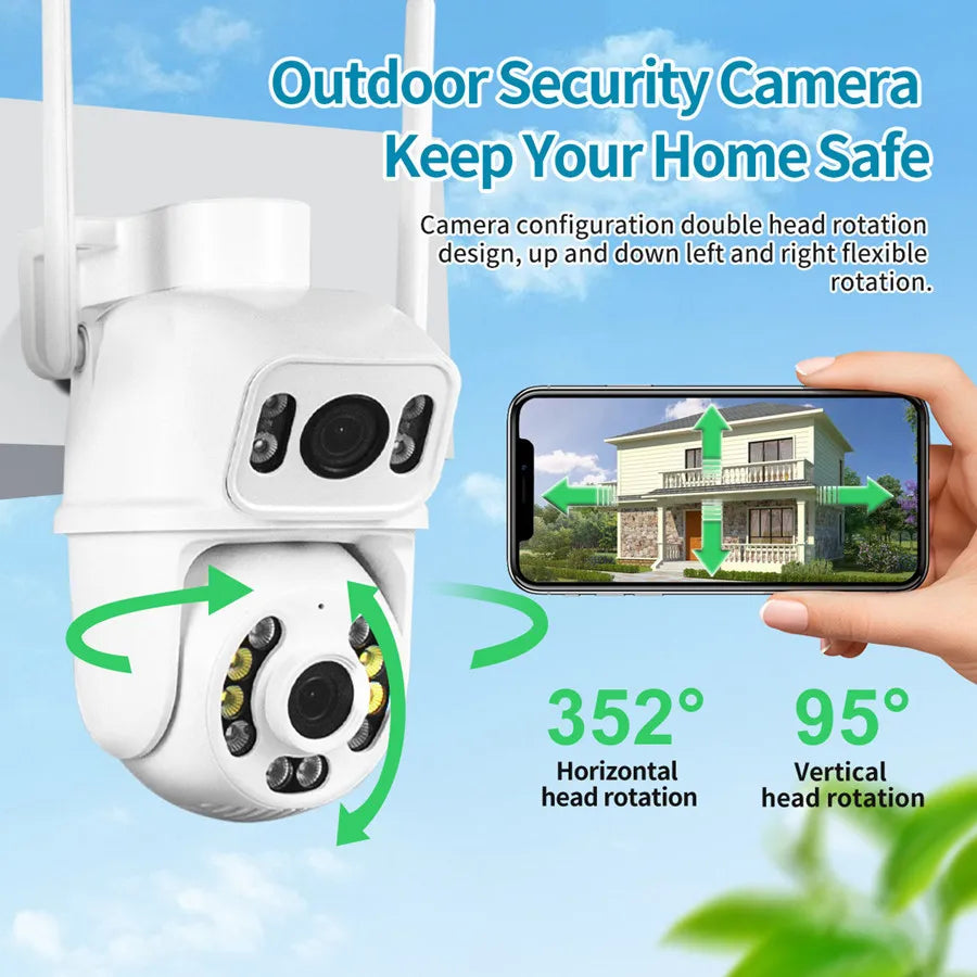 Outdoor Security Camera WIFI Dual-Lens Human Detect CCTV Security Protection Night Vision