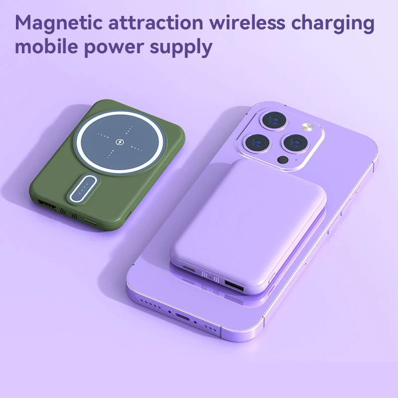 Mini Multi-color 30000mah Large Capacity Power Bank Wireless Magnetic Fast Charging Portable External Battery Free Shipping - Best Electrical Accessories