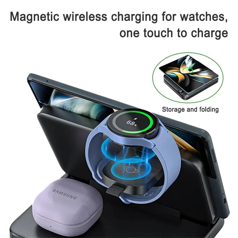 Foldable Wireless Charger Stand for Samsung Galaxy Z Fold 5 4 3 S23 Ultra Fast Charging Dock Station for Galaxy Watch 6 5 Buds2 - Best Electrical Accessories
