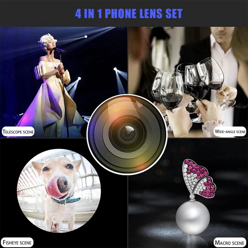 Telecope Zoom Macro Fisheye 4in1 Wide Angel Lens Kit Phone Camera Lens 36X Telephoto For Cellphone iPhone Samsung Xiaomi Huawei - Best Electrical Accessories