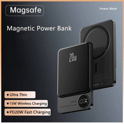 15W Magsafe Wireless Charger PD 22.5W Fast Charging Power Bank For iPhone 14 Samsung Huawei Xiaomi Powerbank with Magnetic Ring - Best Electrical Accessories