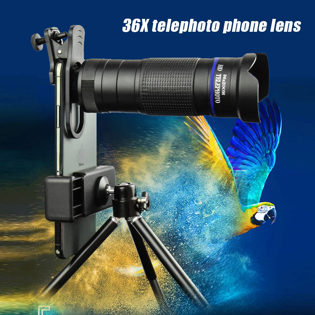 Telecope Zoom Macro Fisheye 4in1 Wide Angel Lens Kit Phone Camera Lens 36X Telephoto For Cellphone iPhone Samsung Xiaomi Huawei - Best Electrical Accessories