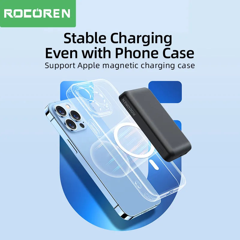 Rocoren 10000mAh Magnetic Power Bank Wireless Charger 20W 5000mAh Mini Powerbank For iPhone 14 13 Pro Portable External Battery - Best Electrical Accessories