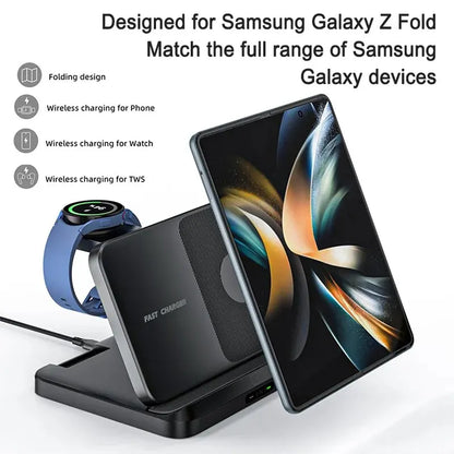Foldable Wireless Charger Stand for Samsung Galaxy Z Fold 5 4 3 S23 Ultra Fast Charging Dock Station for Galaxy Watch 6 5 Buds2 - Best Electrical Accessories