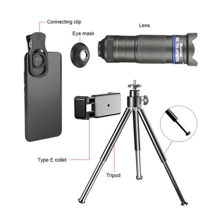 Telecope Zoom Macro Fisheye 4in1 Wide Angel Lens Kit Phone Camera Lens 36X Telephoto For Cellphone iPhone Samsung Xiaomi Huawei - Best Electrical Accessories