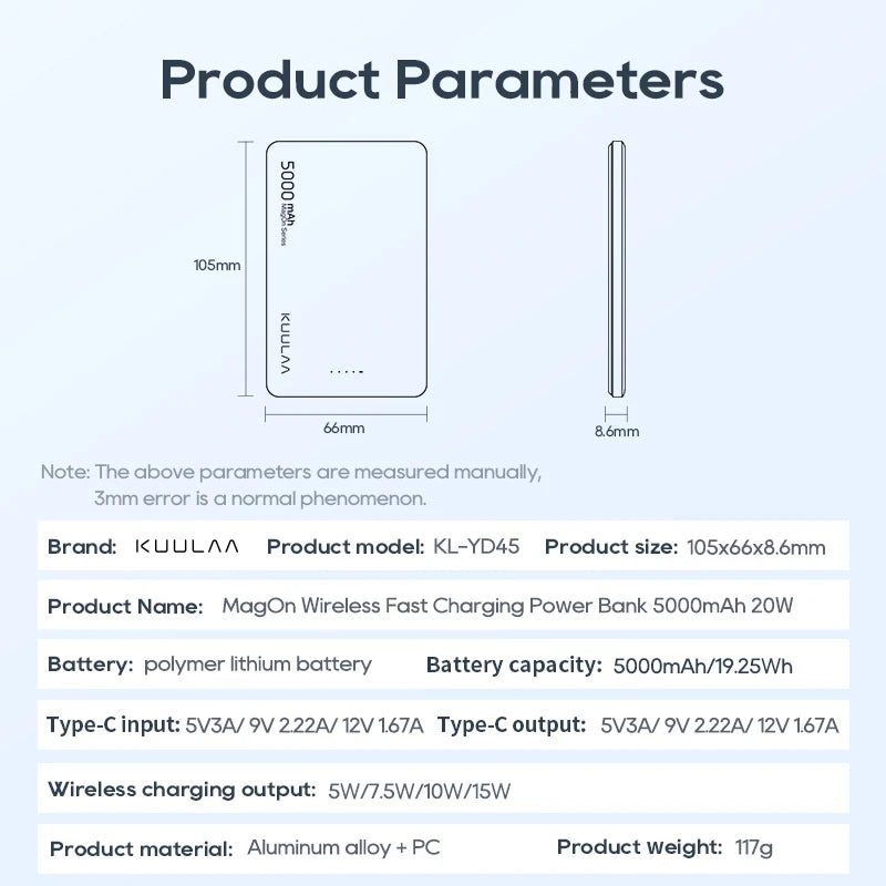 KUULAA Magsafe Power Bank 5000mAh 20W Wireless Phone Charger External Battery Fast Charging For iPhone 14 13 12 Series PowerBank - Best Electrical Accessories