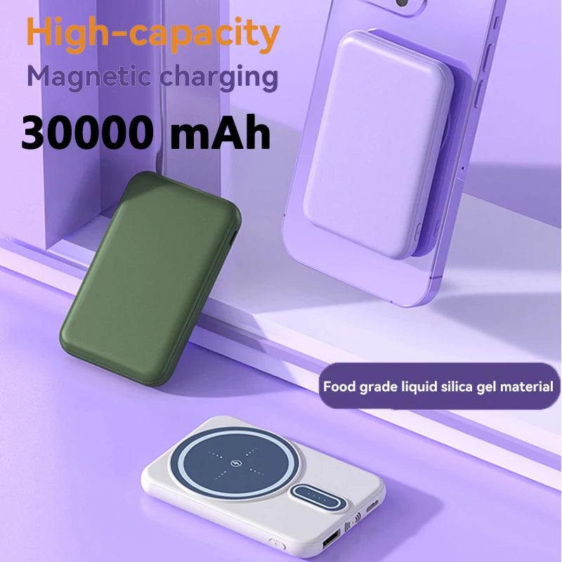 Magnetic Power Bank 30000mAh Magsafe Portable Wireless Fast Charging High Capacity For iPhone 15 External Battery Spare Battery - Best Electrical Accessories