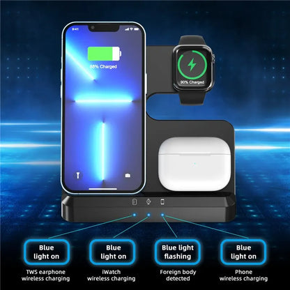 3 In 1 Wireless Charger Stand Pad For iPhone 15 14 13 Samsung S22 S21 Galaxy Watch 5 4 3 Active Buds Fast Charging Dock Station - Best Electrical Accessories