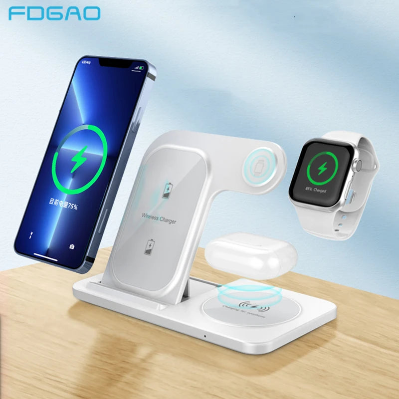3 in 1 Wireless Charger for iPhone 14 13 12 11 8 X XS XR Apple Watch 8 7 Airpods Pro Fast Charging Stand For Samsung S22 S21 - Best Electrical Accessories