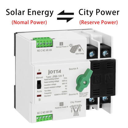 JOTTA 2P 100A 220V Mini ATS Automatic Transfer Switch Electrical Selector Switches Dual Power Switch