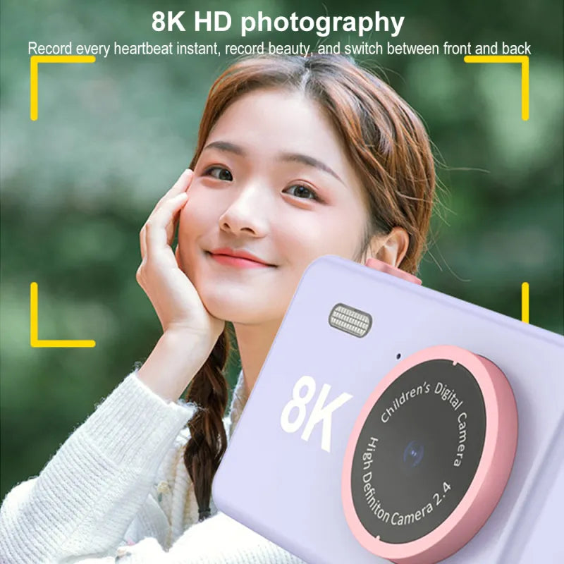 8K Digital Cameras for Kids Pupil Digital Camera Mini OTG 2.4in HD Display 48MP Multifunction Dual Camera Night Shot Photography - Best Electrical Accessories