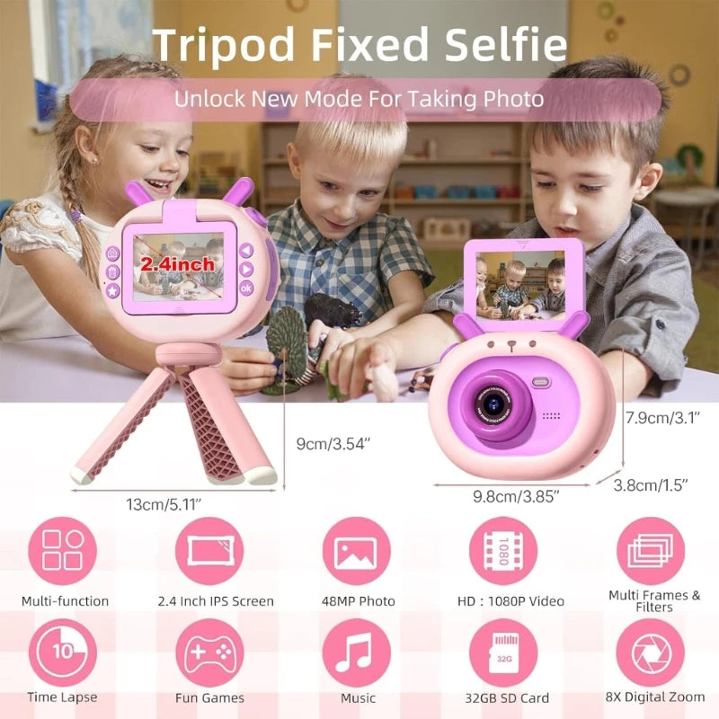 Kids Camera Children Digital Selfie Camera 1080P Video Camera with Tripod - Best Electrical Accessories