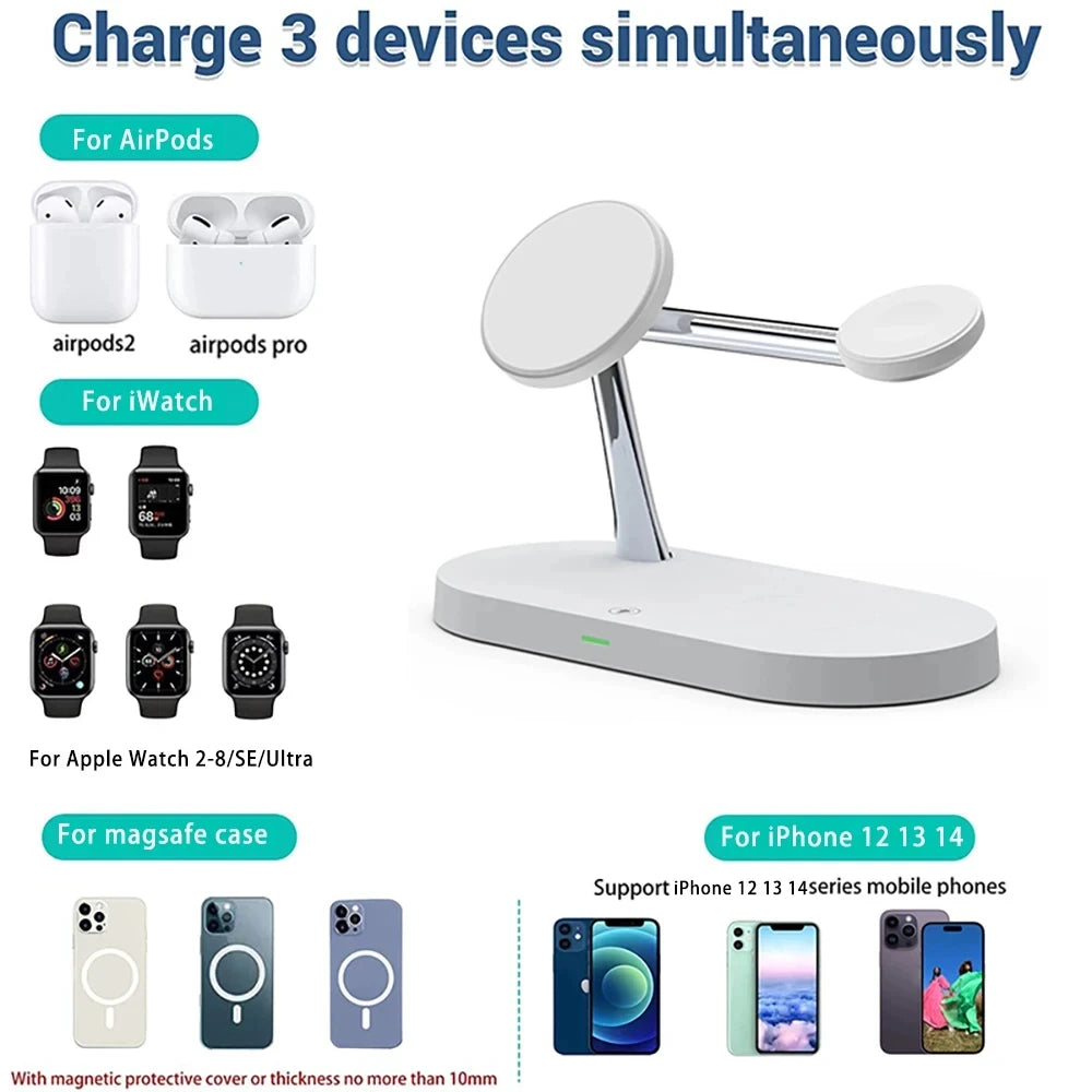 5 in 1 Magnetic Wireless Charger 30W Fast Charging Station Stand For Iphone Pro Max/Apple Watch/Airpods Pro with Led Night Light - Best Electrical Accessories