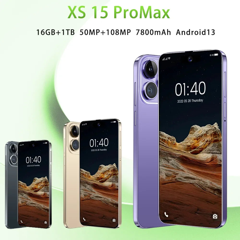Original For Brand Smartphone 7.3 inch New XS15 Pro Max Full Screen 4G 5G Cell Phone 7800mAh Mobile Phones Global Version