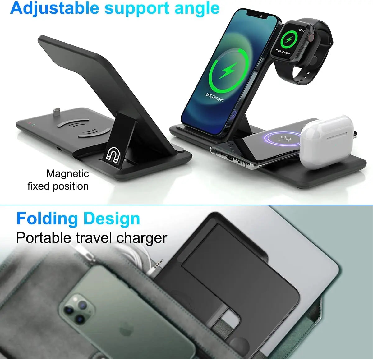 25W 4 in 1 Wireless Charger Induction Charging Stand for iPhone 15 14 13 12 11 8 Airpods 3 Pro Apple iWatch 8 7 6 Charge Station - Best Electrical Accessories