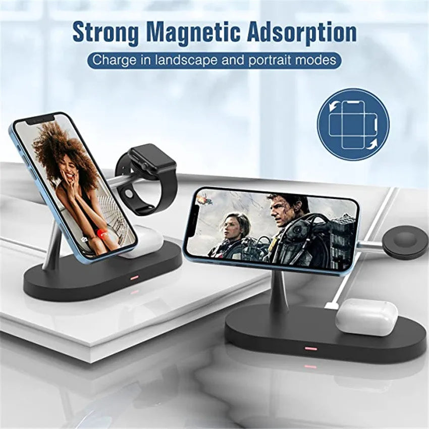 3 in 1 macsafe Magnetic Wireless Charger Stand for iPhone 15 14 13 Pro Max Apple Watch 8 7 Airpods Pro 2 3 Fast Charging Station - Best Electrical Accessories