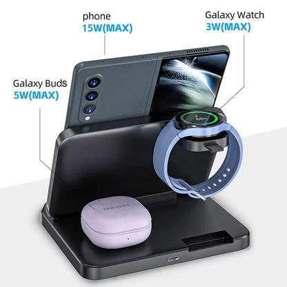 Foldable Wireless Charger Stand for Samsung Galaxy Z Fold 5 4 3 S23 Ultra Fast Charging Dock Station for Galaxy Watch 6 5 Buds2 - Best Electrical Accessories