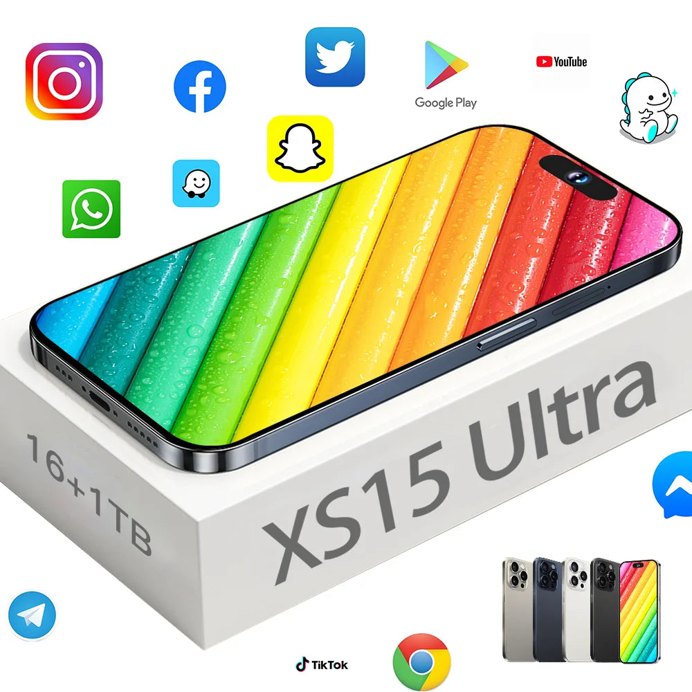 Original For Brand Smartphone 7.3 inch New XS15 Ultra Full Screen 4G 5G Cell Phone 8000mAh Mobile Phones Global Version