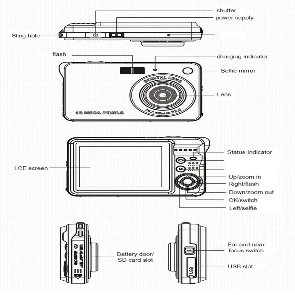 18 Mega Pixels LCD Rechargeable HD Digital Camera CCD Video Camera Outdoor Anti-Shake Support Sd Card Camcorder Photography - Best Electrical Accessories