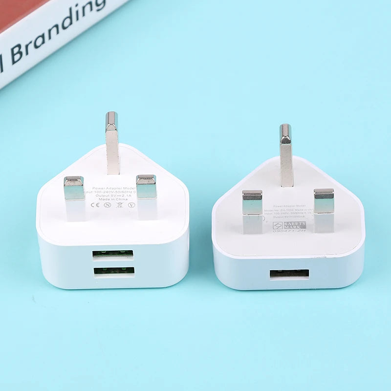 Universal UK Plug 3 Pin Wall Charger Adapter With 1/2 USB Ports Charging For Iphone 11 For Samsung/Huawei Charging Charger