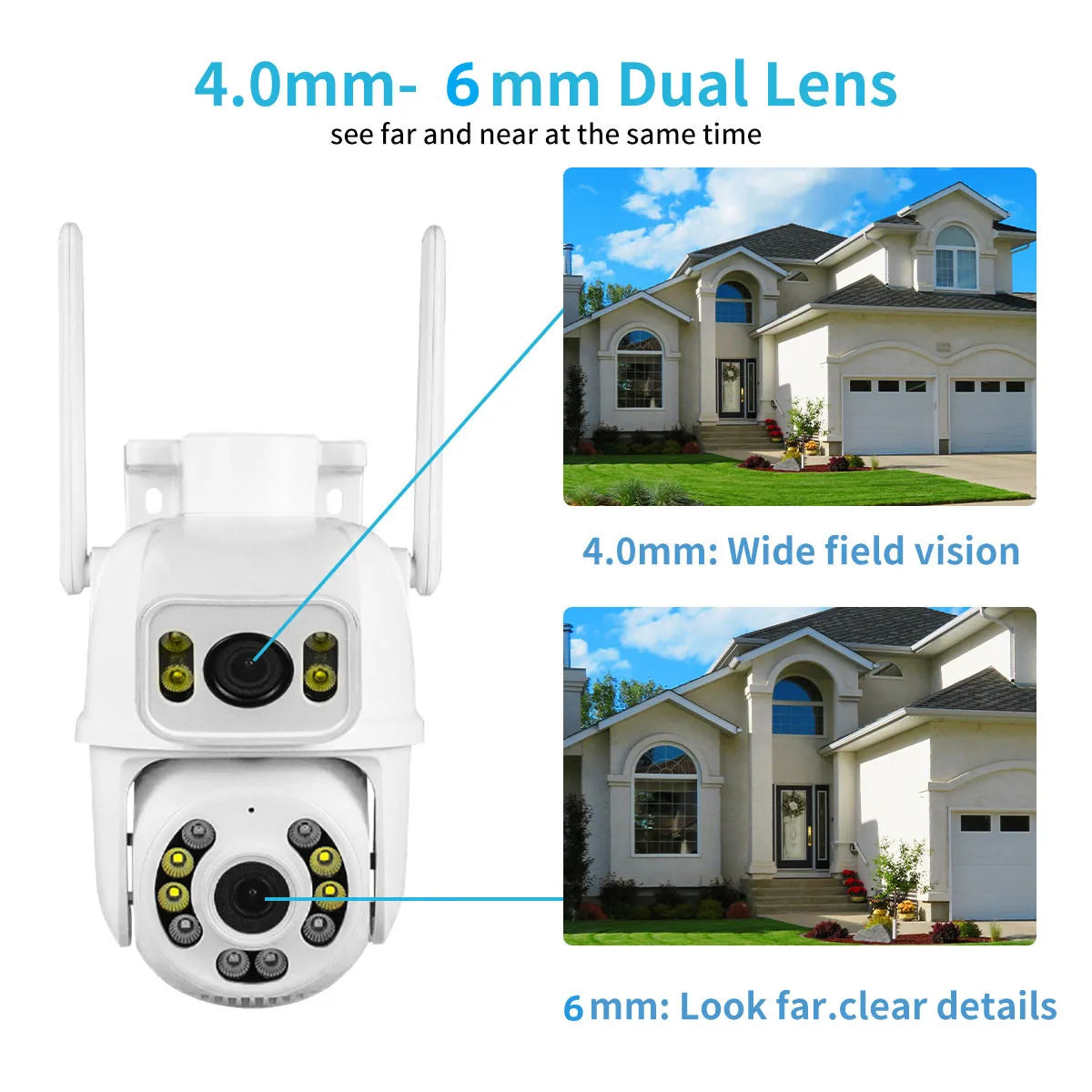 Outdoor Security Camera WIFI Dual-Lens Human Detect CCTV Security Protection Night Vision