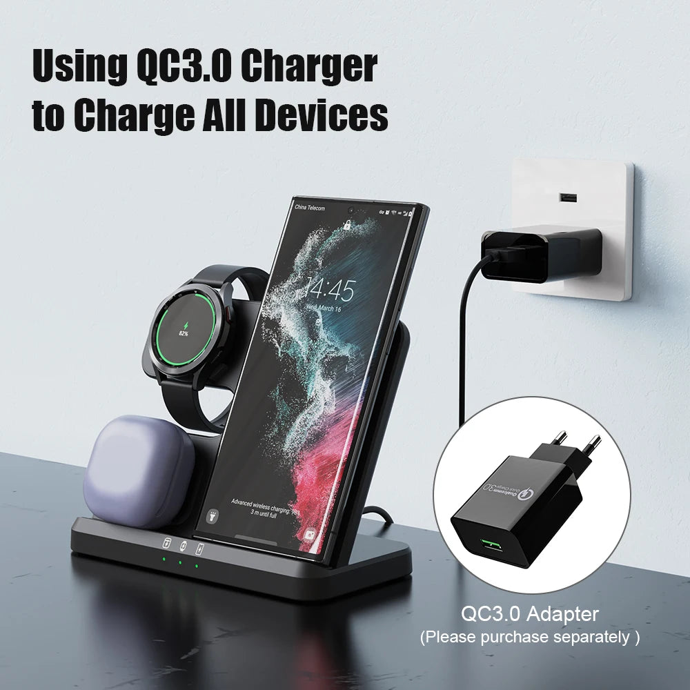 3 in 1 Wireless Charger Stand for Samsung Galaxy S23 S22 21 Ultra S20 30W Fast Charging Dock Station Watch 6 /5 Holder Buds2 Pro - Best Electrical Accessories