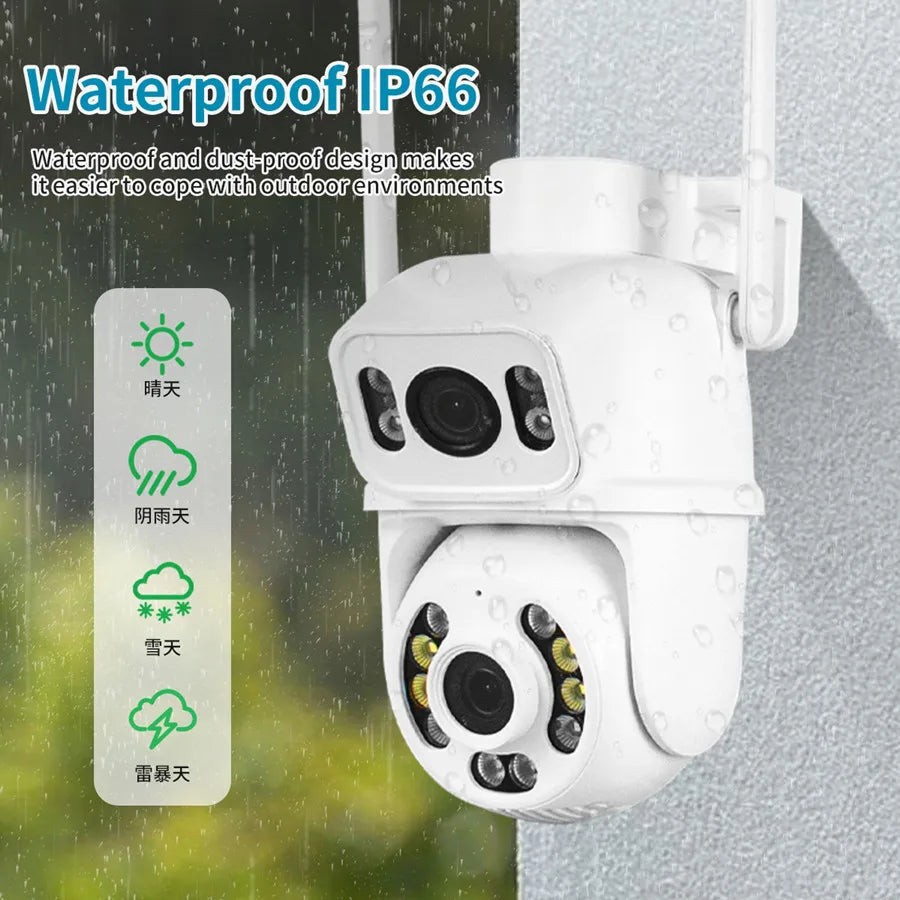 Outdoor Security Camera WIFI Dual-Lens Human Detect CCTV Security Protection Night Vision