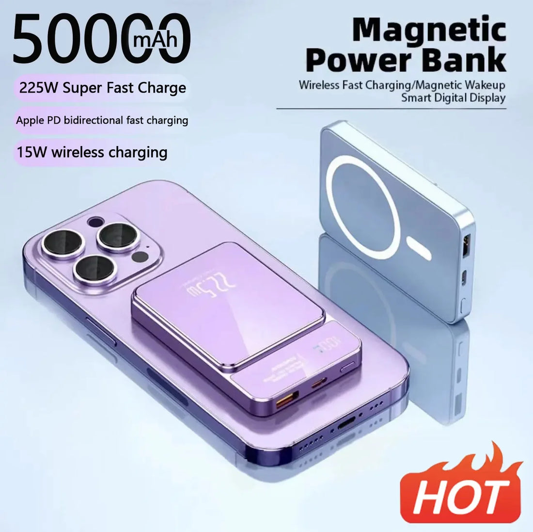 Power Bank 50000 MAh Wireless Magnetic Power Bank Magsafe Super Fast Charging Suitable for iPhone Xiaomi Samsung Huawei - Best Electrical Accessories