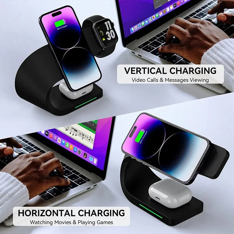 Magnetic Wireless Charger Stand 15W Induction Usb Chargers Quick Fast Charging Dock Station For iPhone 14 13 12 IWatch Airpods - Best Electrical Accessories