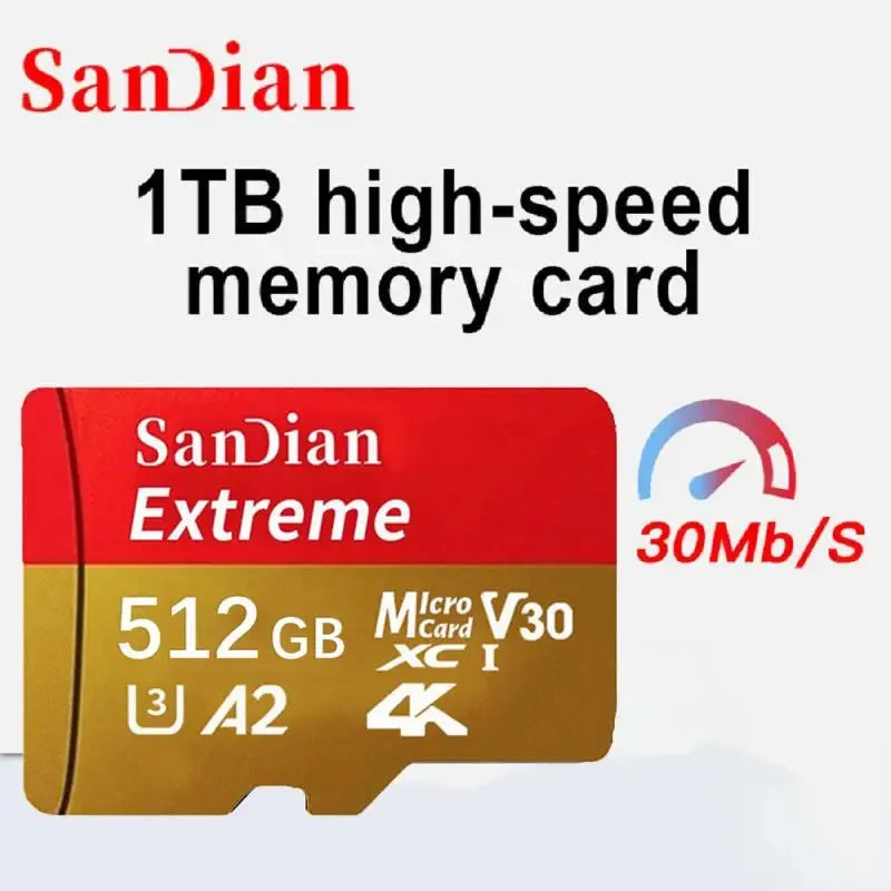 sandian 100% Original 1TB 30MB/s A2 Memory Cards camera SD card 128GB 256GB Micro card Class 10 512GB flashcard Micro TF/SD Card