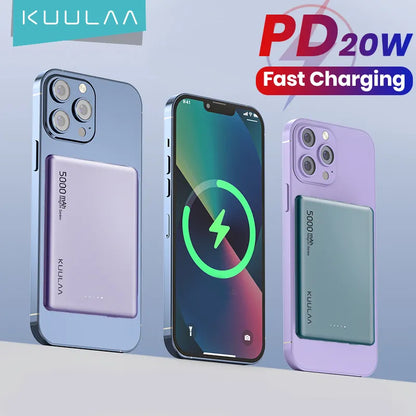 KUULAA Magsafe Power Bank 5000mAh 20W Wireless Phone Charger External Battery Fast Charging For iPhone 14 13 12 Series PowerBank - Best Electrical Accessories