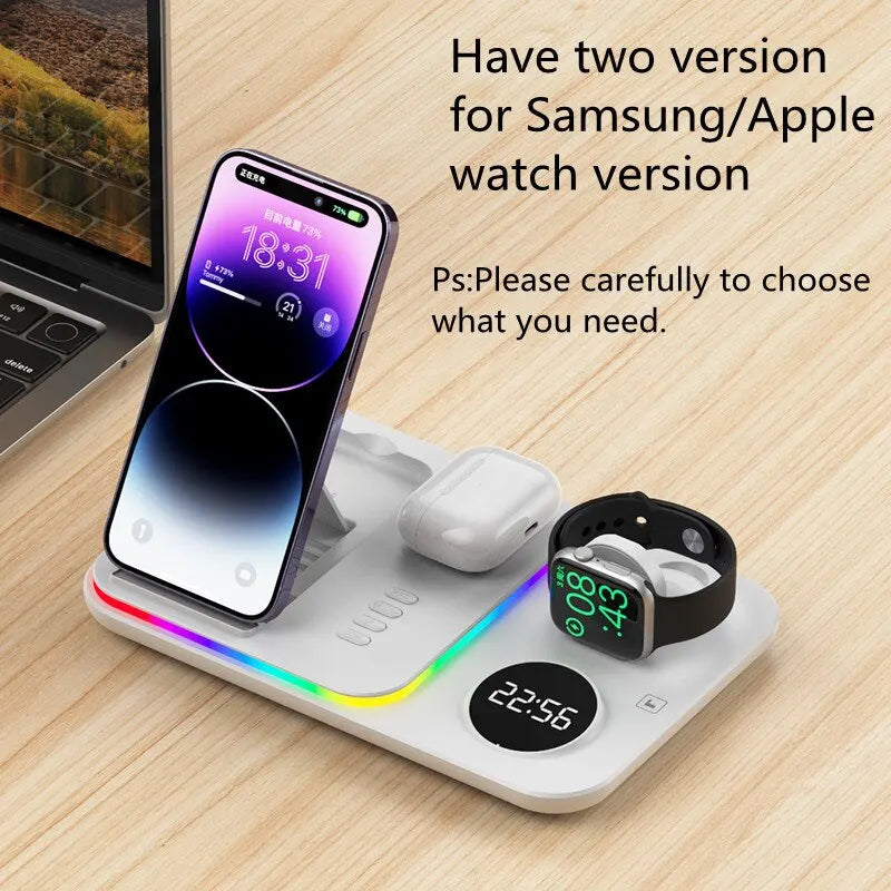 30W 5 In 1 Wireless Charger Stand Light Alarm Clock Fast Charging Station Dock For iPhone 14 13 12 IWatch Samsung Galaxy Watch - Best Electrical Accessories