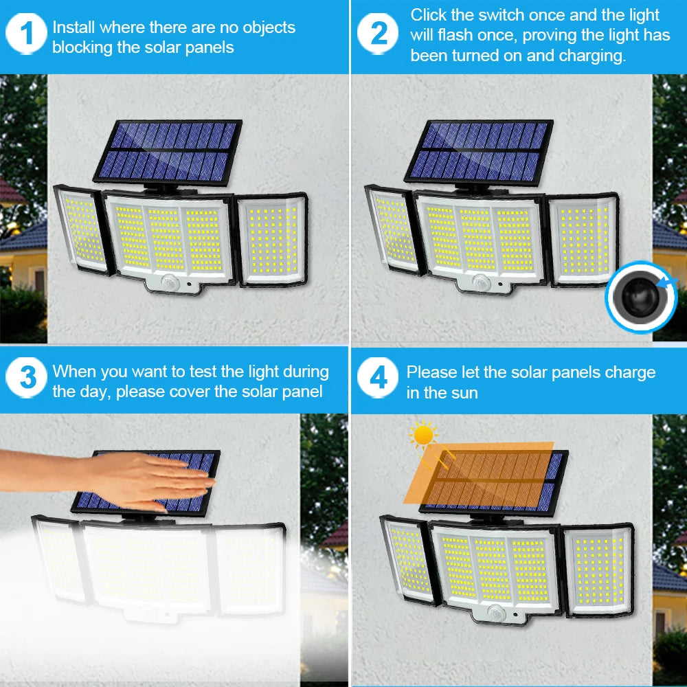 Solar Outdoor Light – Super Bright LED with Motion Sensor &amp; Waterproof 3 Modes