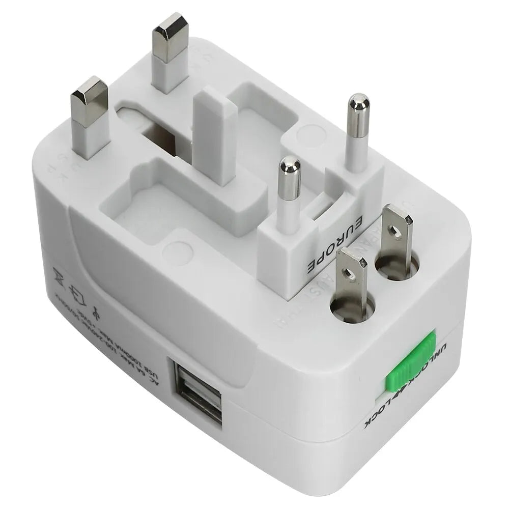 AU US UK EU Converter All in One International Plug Adapter 2 USB Ports World Travel AC Power Charger Adapter