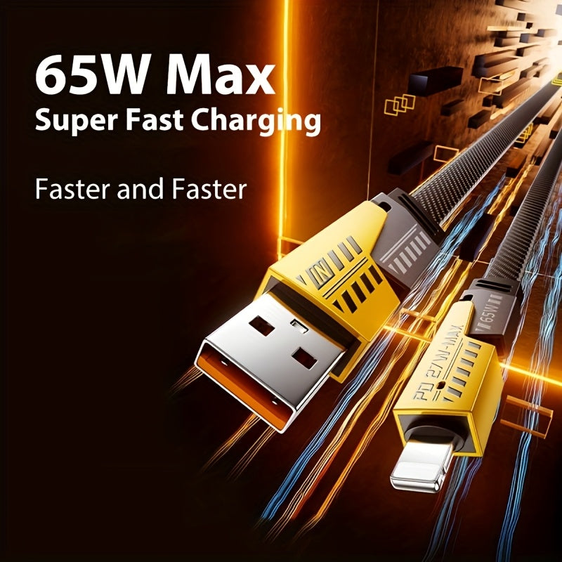 ⚡ 4-in-1 Fast Charging Cable 🔌 USB-A, Type-C &amp; Lightning Connectors 📱