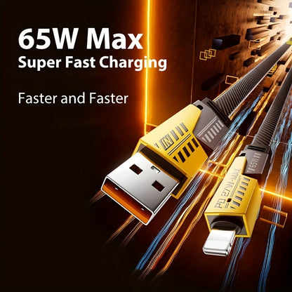 ⚡ 4-in-1 Fast Charging Cable 🔌 USB-A, Type-C &amp; Lightning Connectors 📱