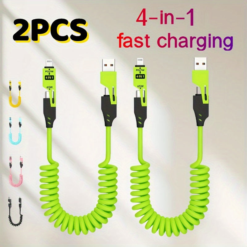 27W PD Fast Charging USB Spring Retractable Cable – Durable, Portable Power Charger
