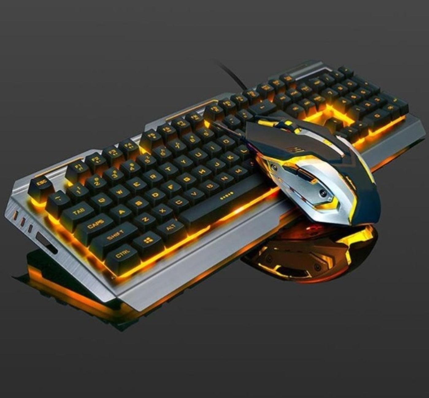 Ninja Dragons Tungsten Gold Metal Frame Gaming Keyboard and Mouse Set - Best Electrical Accessories