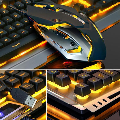 Ninja Dragons Tungsten Gold Metal Frame Gaming Keyboard and Mouse Set - Best Electrical Accessories