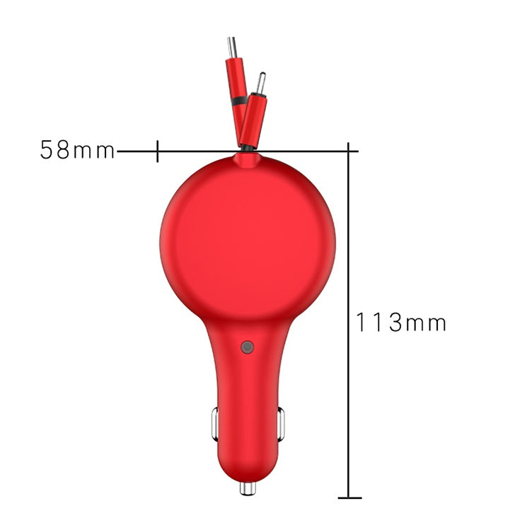 Retractable Car Charger Fast Charge Flash Charge One For Two