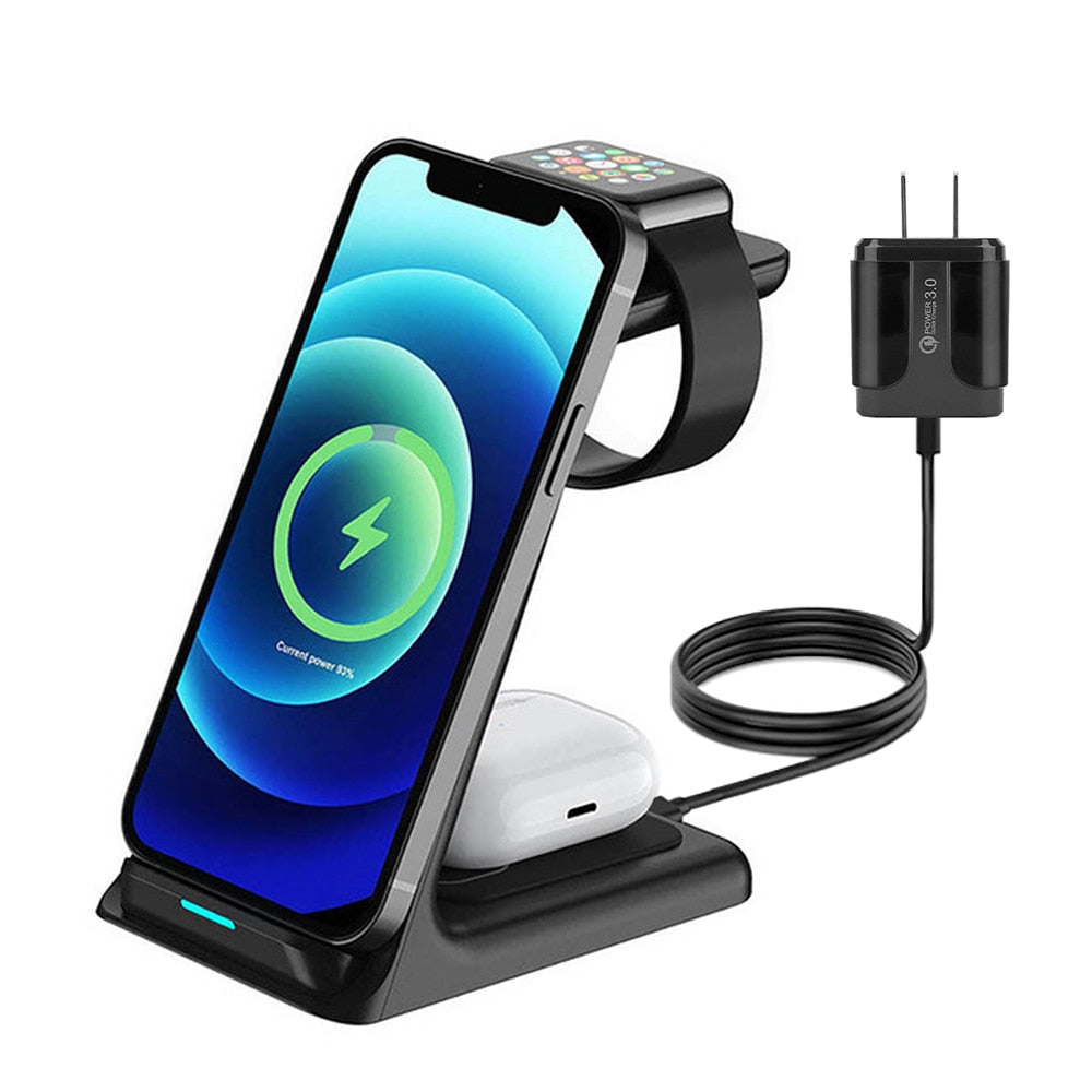 3 in 1 Wireless Charger for iPhone, Apple Watch and Airpods - Best Electrical Accessories