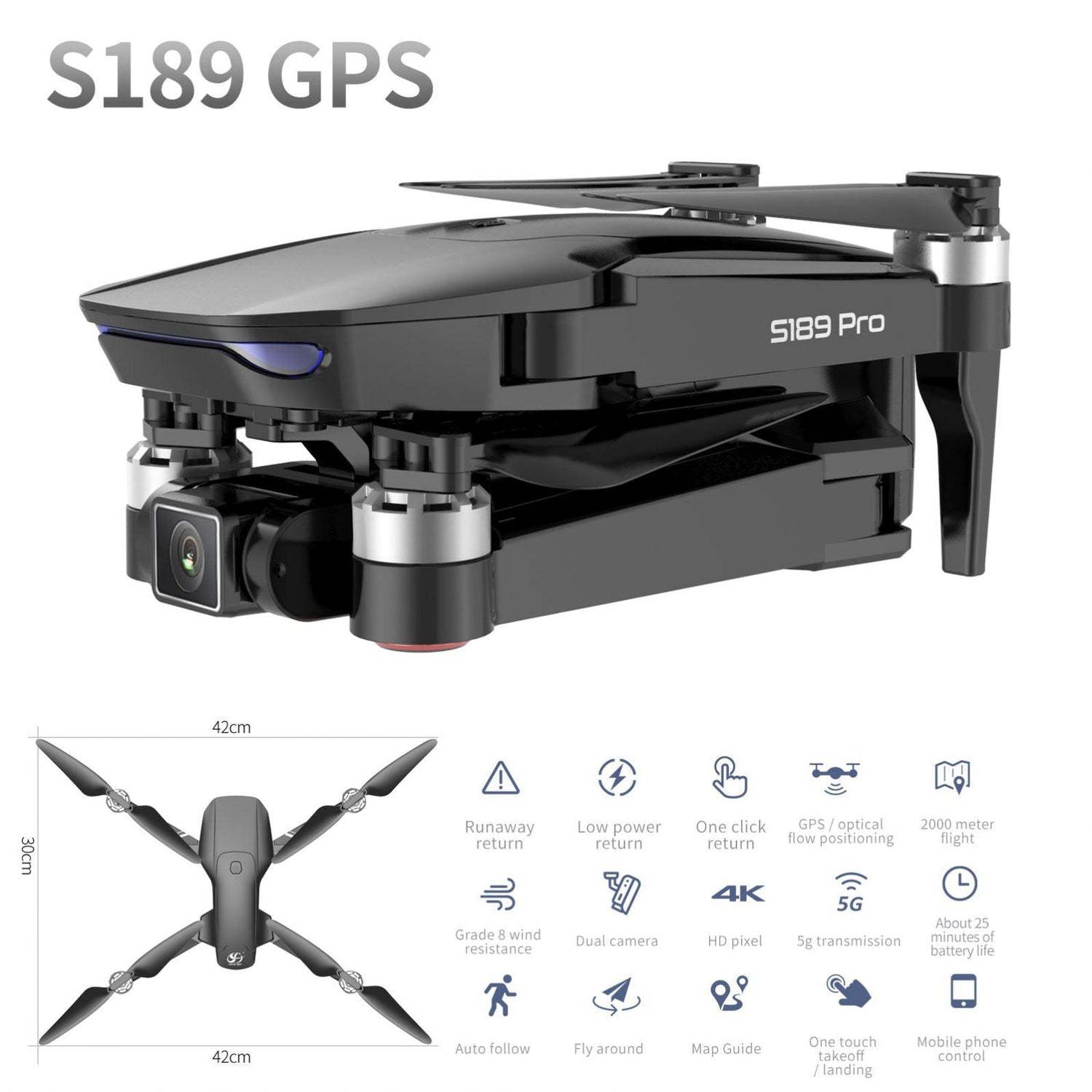 Flyxinsim Gps Drone Wifi Folding, Rc Drone 6k Hd Camera Fpv 8 Wind Resistance - Best Electrical Accessories