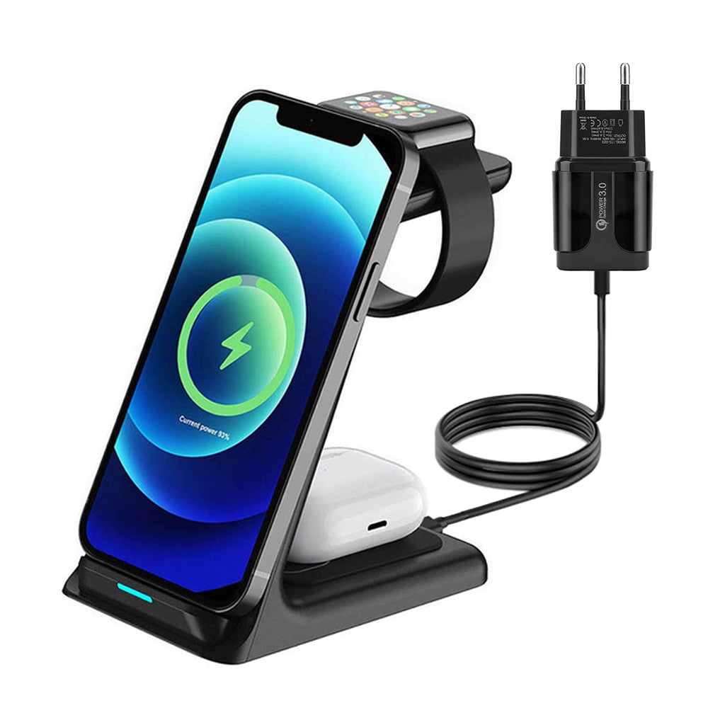 3 in 1 Wireless Charger for iPhone, Apple Watch and Airpods - Best Electrical Accessories